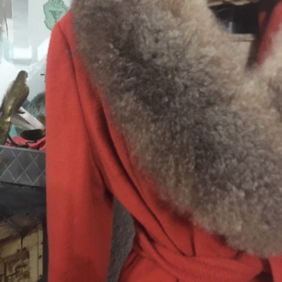 Vintage wool coat fur collar - Picture 2 of 6